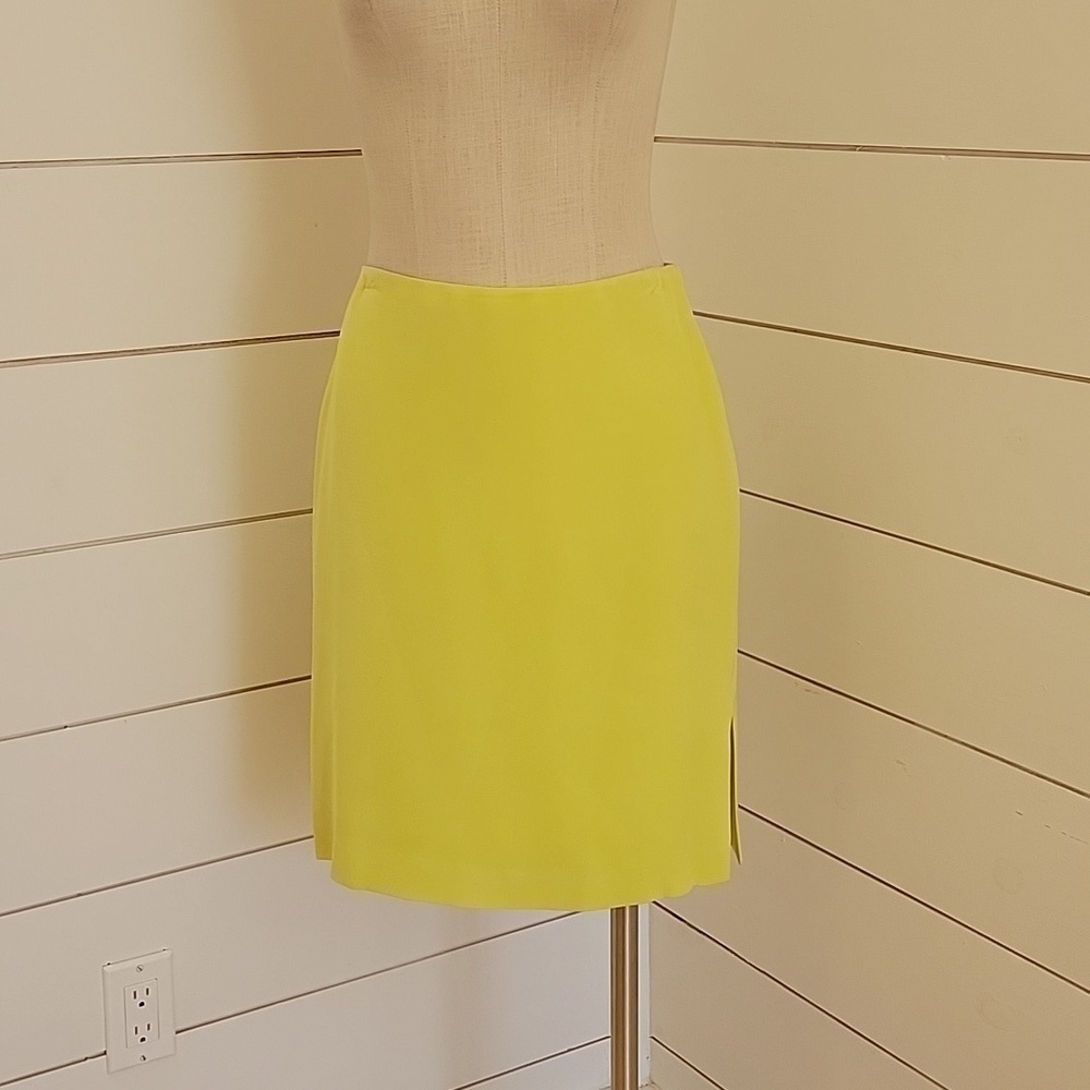 Ellen Tracy Linda Allard 6 petite green silk knee length skirt
